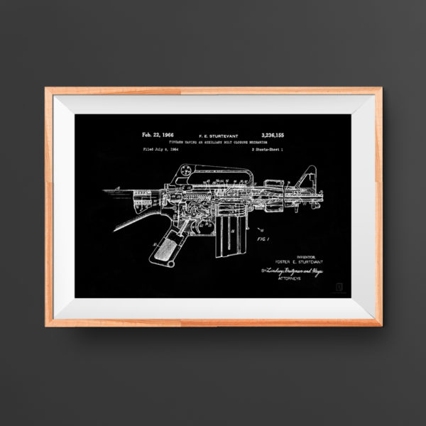AR 15 Patent Poster - Guns, Weapons, Rifle Posters