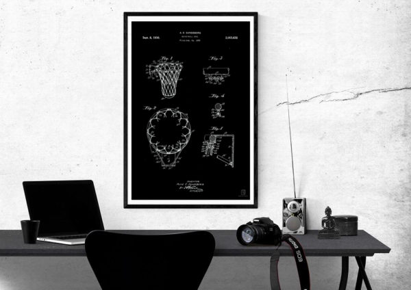 Basketball hoop patent poster