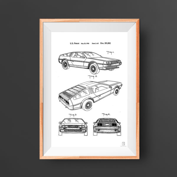 Delorian Car Patent Poster