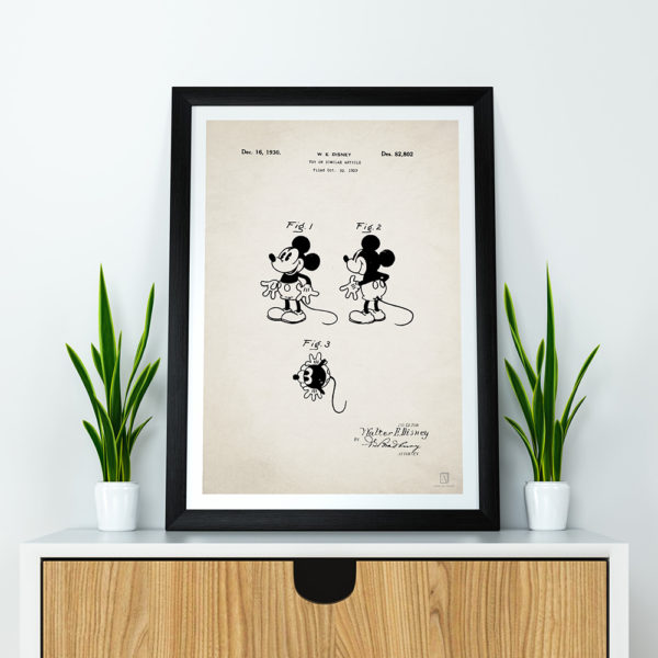 disney poster, mickey mouse poster, patent, toy, poster, wall art