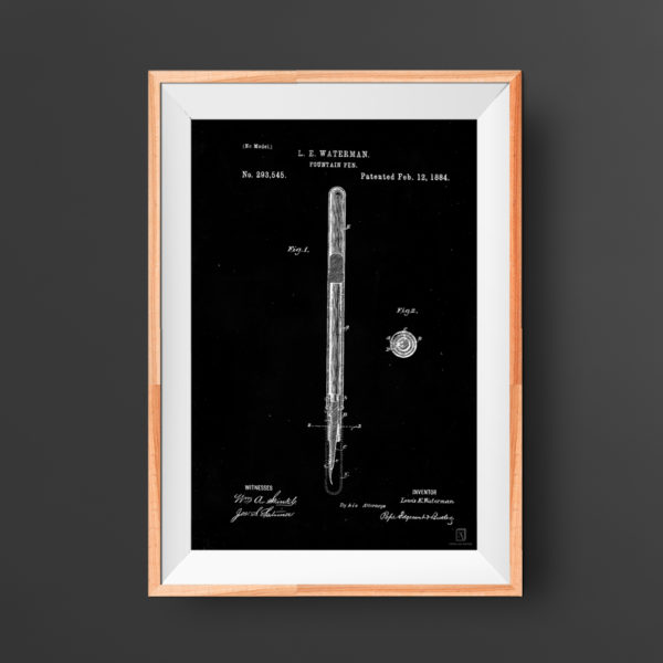 Fountain Pen Patent Poster - Wall Art for Office